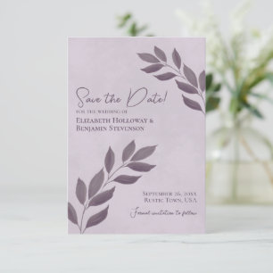 Blätter Elegant Dusty Lila Wedding Save The Date