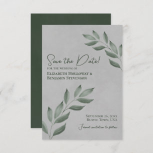 Blätter Elegante Forest Green & Gray Wedding Save The Date