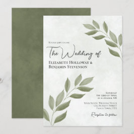 Blätter Elegante Moderne Magie Grüne Hochzeit Einladung