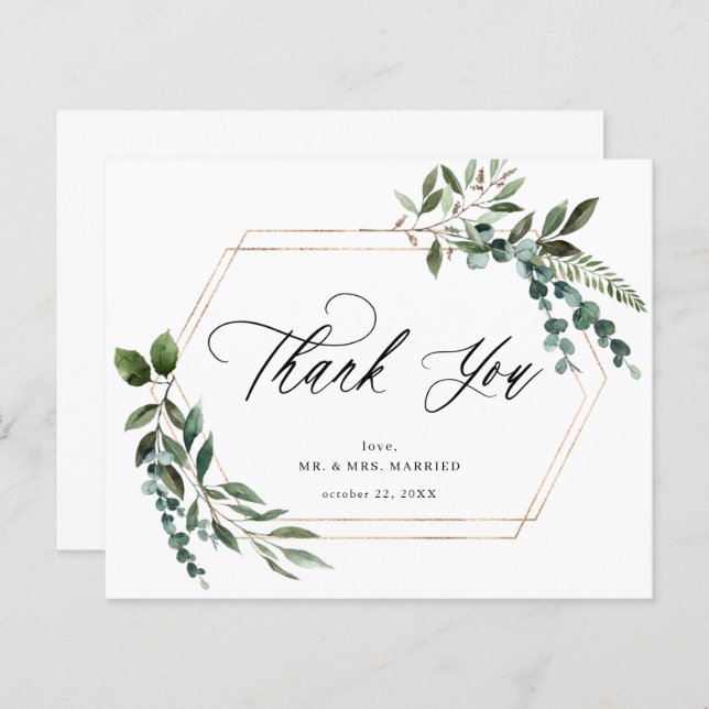 Blätter & Eukalyptus Gold Vielen Dank (Vorne/Hinten)