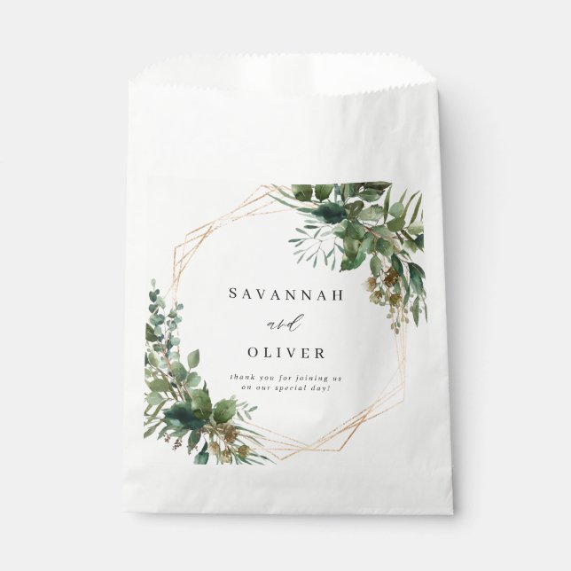 Blätter & Eukalyptus-Goldhochzeit Geschenktütchen (Vorderseite)