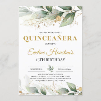 Blätter Eukalyptus quinceanera Einladung