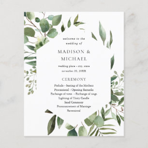 Blätter & Eukalyptus Rustikale Hochzeitfeier Flyer