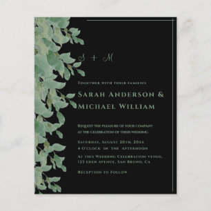 Blätter Eukalyptus & Wood Wedding Flyer