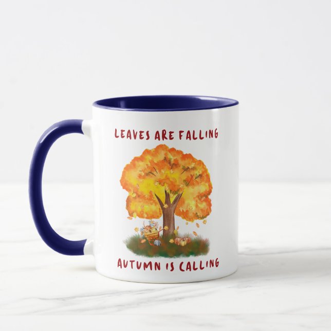 Blätter fallen Herbst ruft 11oz Tasse (Links)