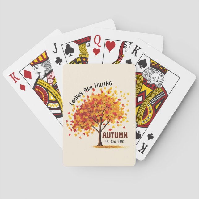 Blätter fallen, Herbst ruft - gemütlicher Fall Spielkarten (Rückseite)