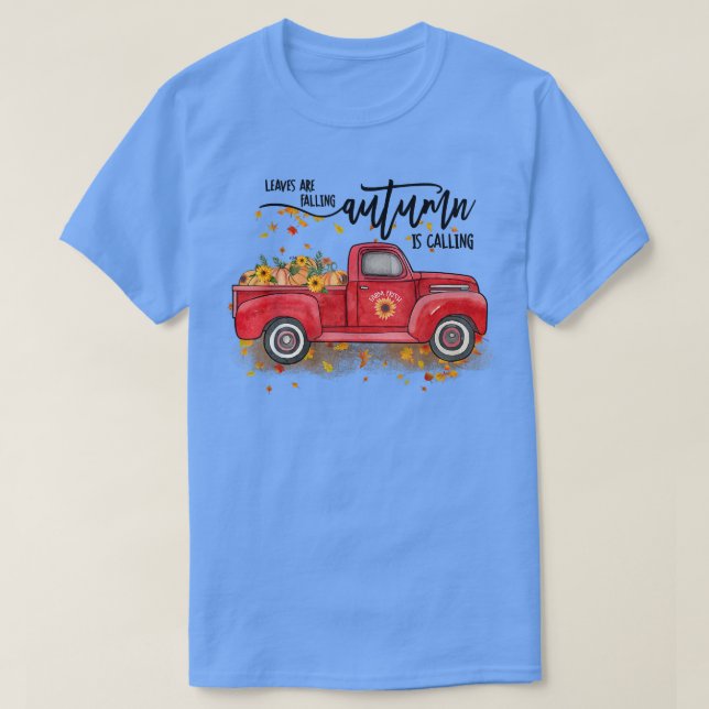 Blätter fallen Herbst ruft, Herbst Rot T T-Shirt (Design vorne)