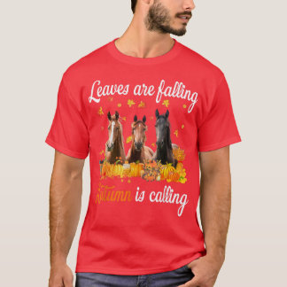 Blätter fallen Herbst ruft Pferde dank T-Shirt