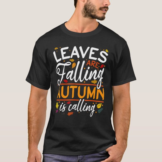 Blätter fallen Herbst ruft Pumpkin Hallo T-Shirt (Vorderseite)