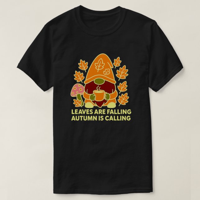 Blätter fallen, Herbst ruft T-Shirt (Design vorne)