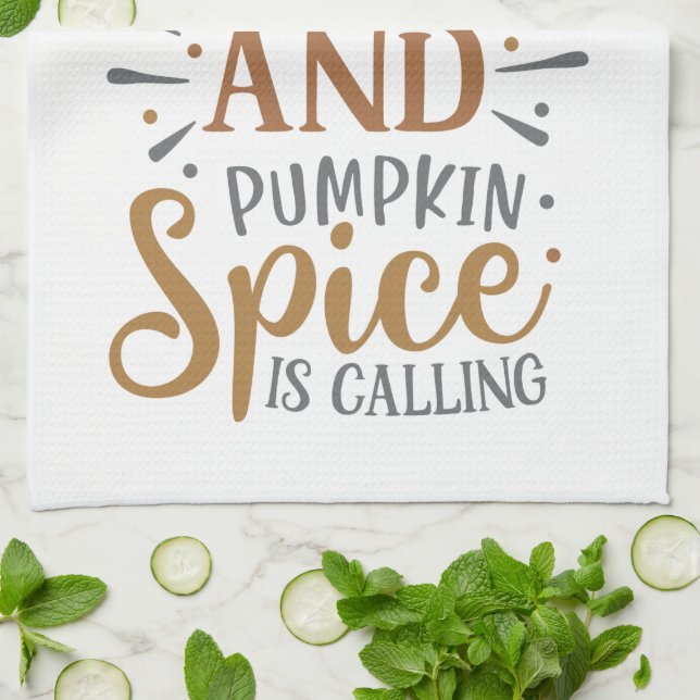 Blätter fallen Pumpkin Spice ruft Herbst Geschirrtuch (Gefaltet)