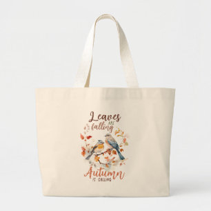 Blätter fallen - Whimsical Fall Birds & Foliage Jumbo Stoffbeutel
