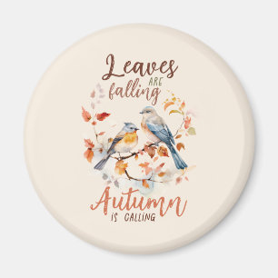 Blätter fallen - Whimsical Fall Birds & Foliage Magnet