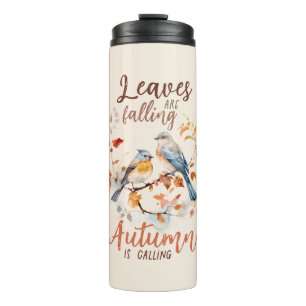 Blätter fallen - Whimsical Fall Birds & Foliage Thermosbecher