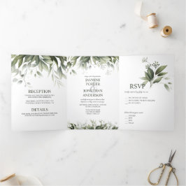 Blätter Foliage Wedding Dreifach Gefaltete Einladung