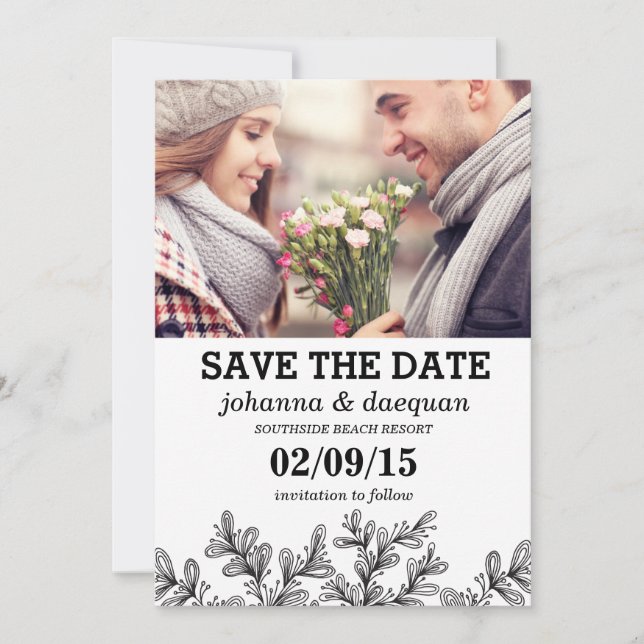 Blätter Foto Save the Date (Vorderseite)