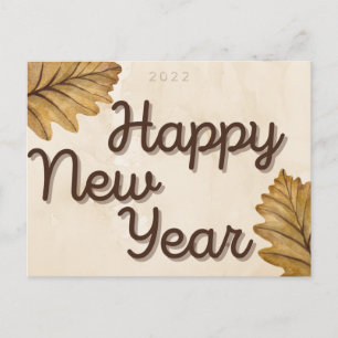 Blätter Frohes Neues Jahr Postkarte