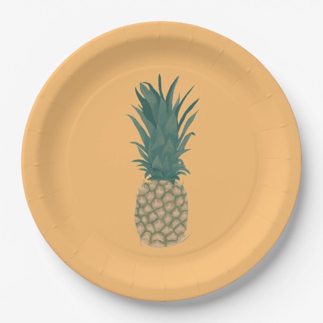 Blätter für Ananasmalerei, ganz, Ananas, PapierTel Pappteller (Vorderseite)