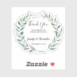 Blätter für Aquarellbilder Hochzeit Vielen Dank, d Aufkleber