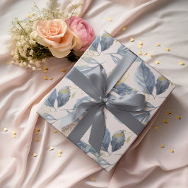 Blätter für Aquarellblau und Gold-Single Geschenkpapier
