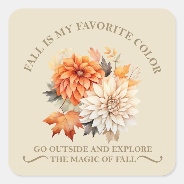 Blätter für Aquarellfarben fallen Herbstkurse an Quadratischer Aufkleber (Vorderseite)