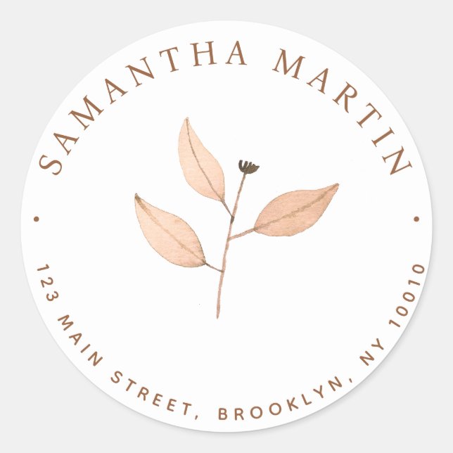 Blätter für Aquarellfarben: Rücksendeadresse Runder Aufkleber (Vorderseite)