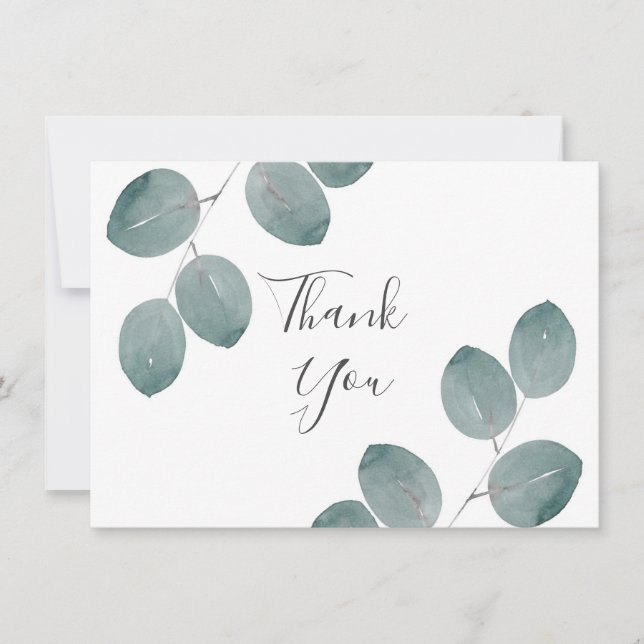 Blätter für Aquarellfarben-Silver-Dollar-Eukalyptu Dankeskarte (Vorderseite)