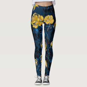 Blätter für Aquarellfarben: Vintages Muster Leggings
