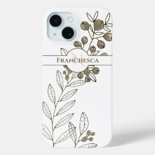 Blätter für benutzerdefinierte Monogrammnamen Khak Case-Mate iPhone Hülle