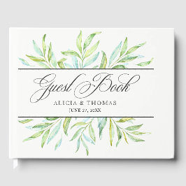 Blätter für blaue und grüne Wasserfarbe Gästebuch