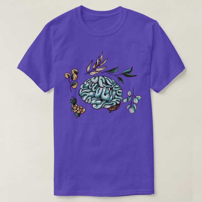 Blätter für Blume des menschlichen Gehirns T-Shirt (Design vorne)