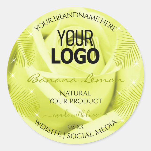 Blätter für Blumenprodukte mit dem Logo "Gelbe Ros Runder Aufkleber (Vorderseite)