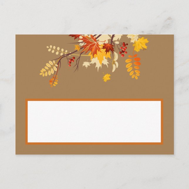 Blätter für die Autumn Branch-Platzkarte Postkarte (Vorderseite)