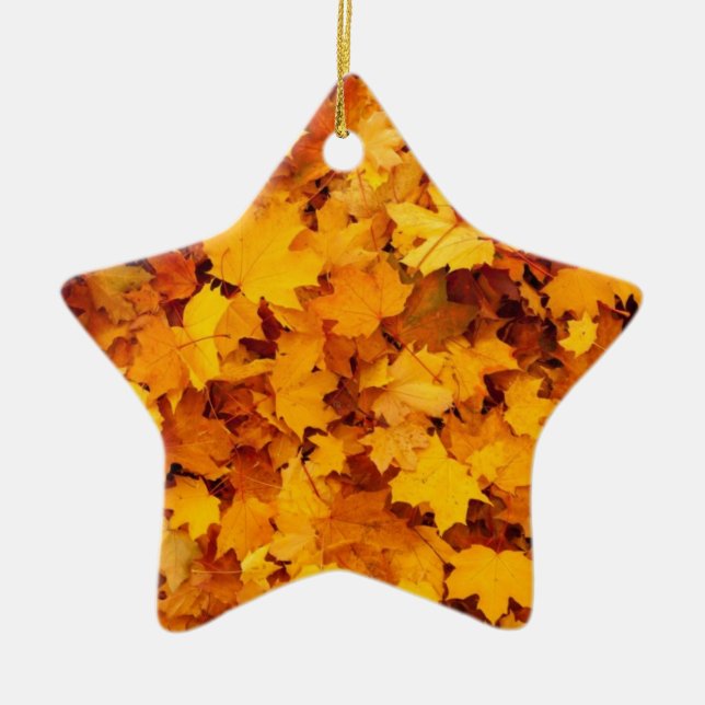 Blätter für die Herbstgelbe Maple Keramikornament (Vorne)