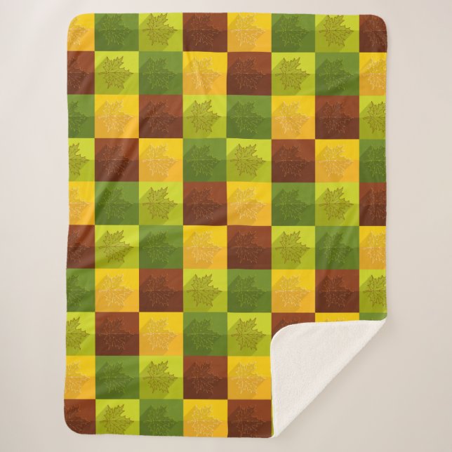 Blätter für die Herbstmaple, braun, goldfarben, gr Sherpadecke (Vorderseite)