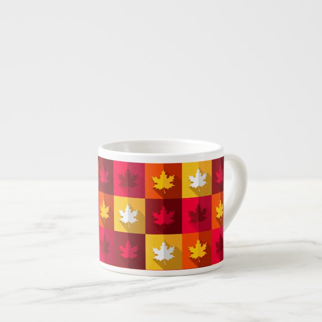 Blätter für die Herbstmaple - Helle Patchwork Espressotasse (Vorderseite Rechts)
