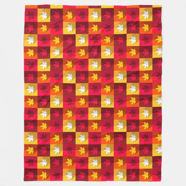 Blätter für die Herbstmaple - Helle Patchwork Fleecedecke (Vorderseite)