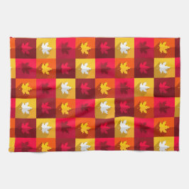 Blätter für die Herbstmaple - Helle Patchwork Geschirrtuch
