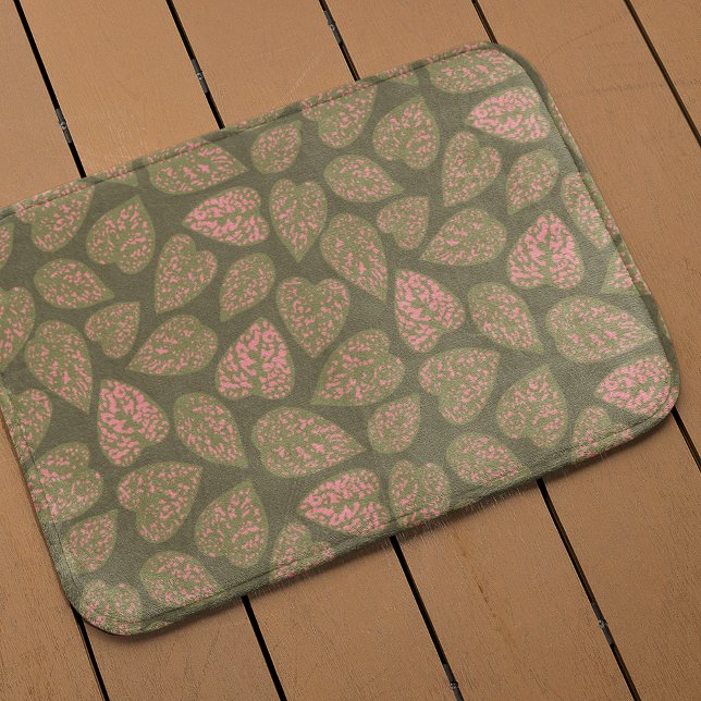Blätter für die Pflanze "Sage Green and Pink Polka Badematte (Von Creator hochgeladen)