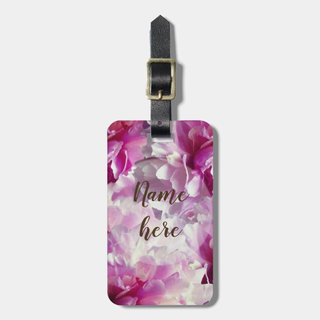 Blätter für die rosa Blume mit benutzerdefinierten Gepäckanhänger (Vorderseite vertikal)