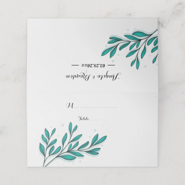 Blätter für Grünpflanzen Platzkarte (Außenseite Aufgefaltet)