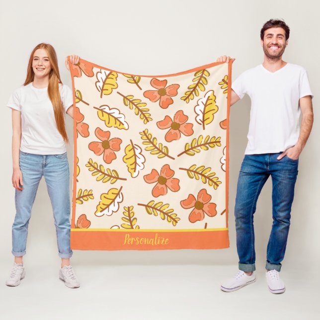Blätter für Herbst-Blume-Muster personalisieren Fleecedecke (Beispiel)
