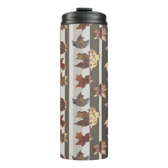 Blätter für Herbstfarben Strippen Thermosbecher (Vorderseite)