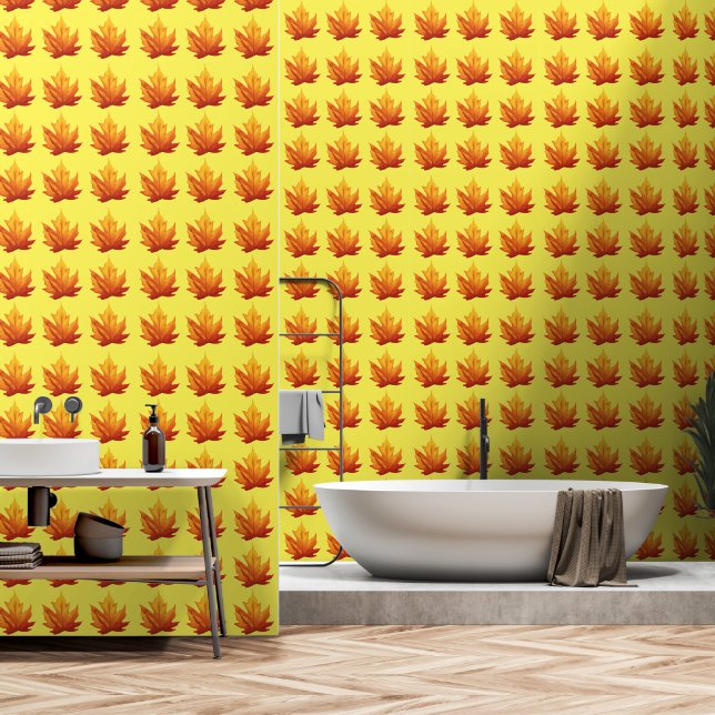 Blätter für Herbstfarben Tapete (Badezimmer)