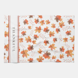 Blätter für Herbstmaple und Terracotta Streifen na Geschirrtuch