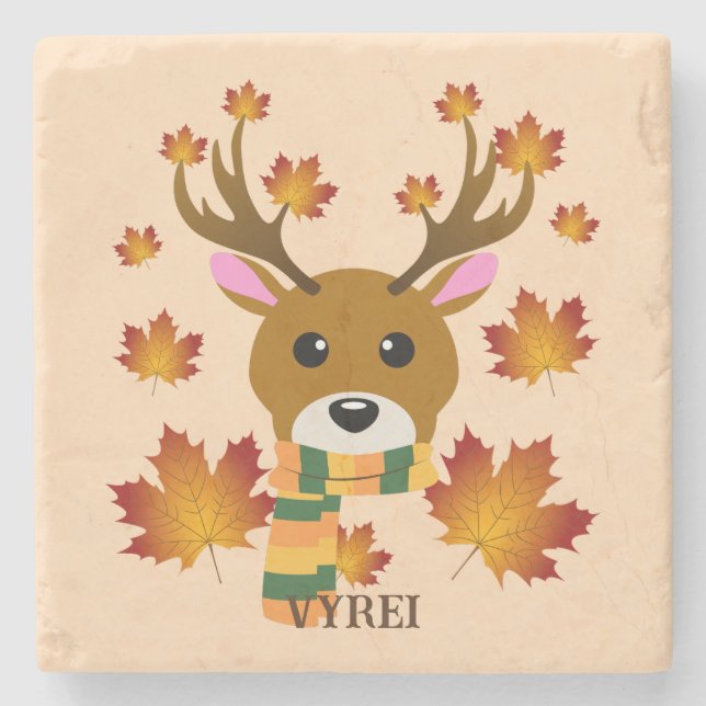 Blätter für Hirschkapelle im Herbst Steinuntersetzer (Vorderseite)