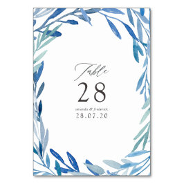 Blätter für Hochzeiten von Aquarellfarben Tischnummer