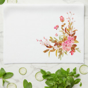 Blätter für hübsche, rosafarbene Rose Geschirrtuch