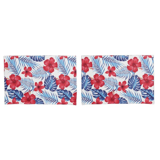 Blätter für tropische Blume Pillowcase Kissenbezug (Vorderseite-Set)