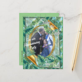 Blätter für tropische grüne Pflanze Ankündigungspostkarte